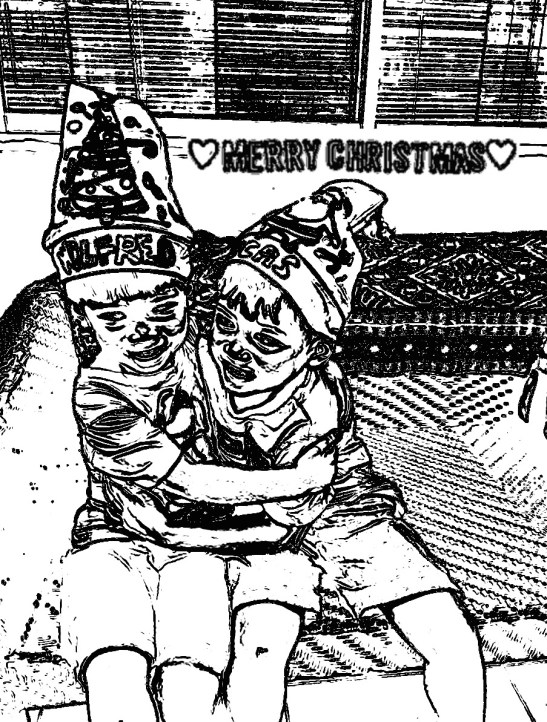 santa hat sketch-lucas and wilfred