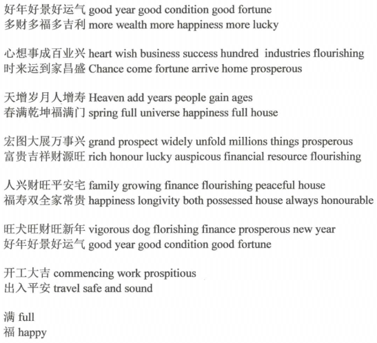 examples of chun lian with english translation